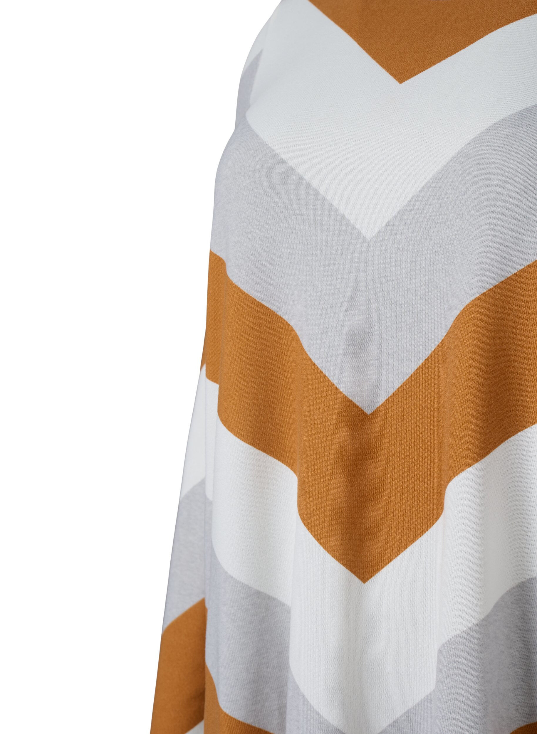 Zizzi Gemusterte Bluse mit langen &Auml;rmeln, Beige Zig Zag, Packshot image number 2