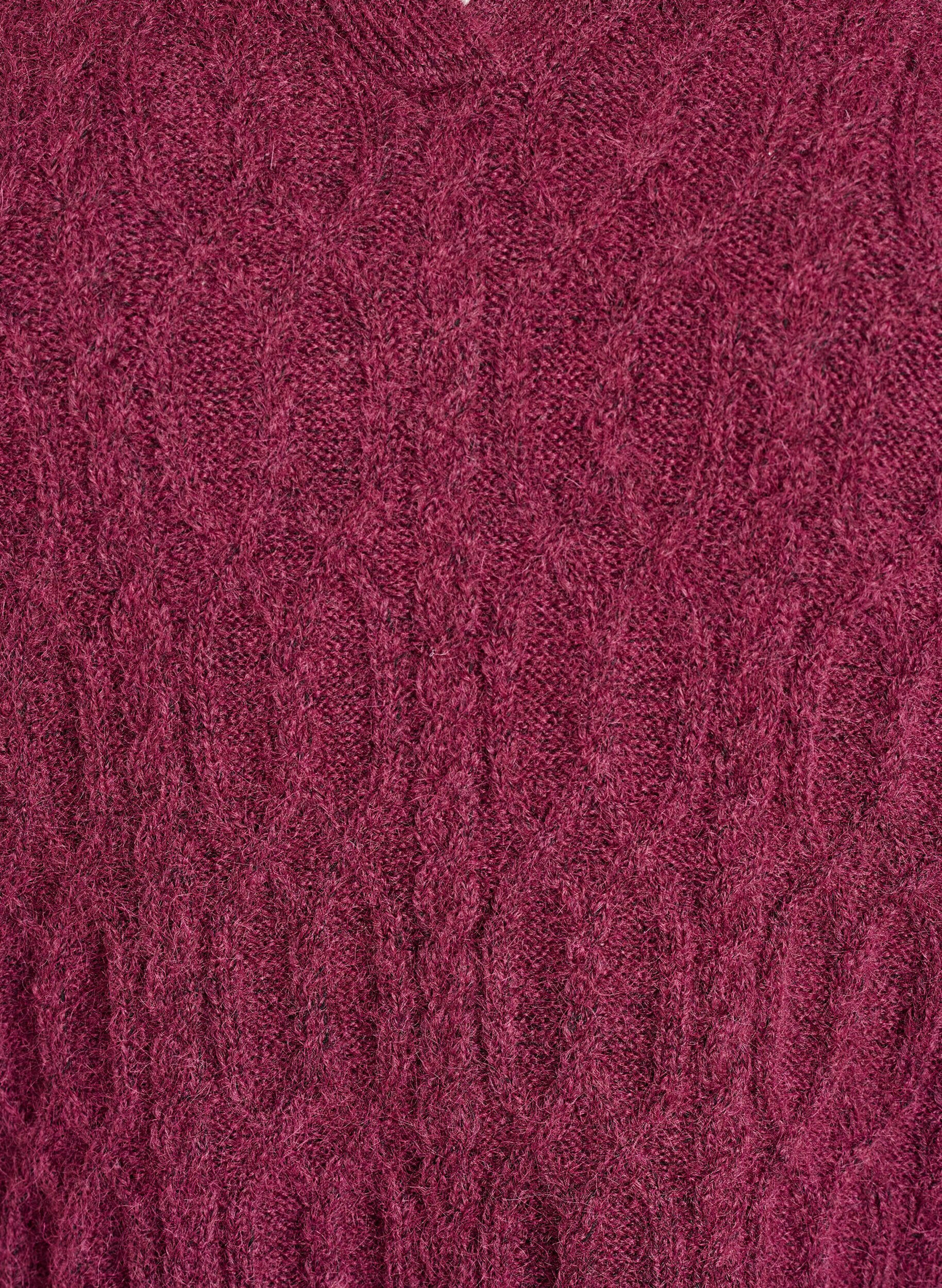 Zizzi Zopfmusterpullover mit Polokragen, Dunkles Bordeaux, Packshot image number 2