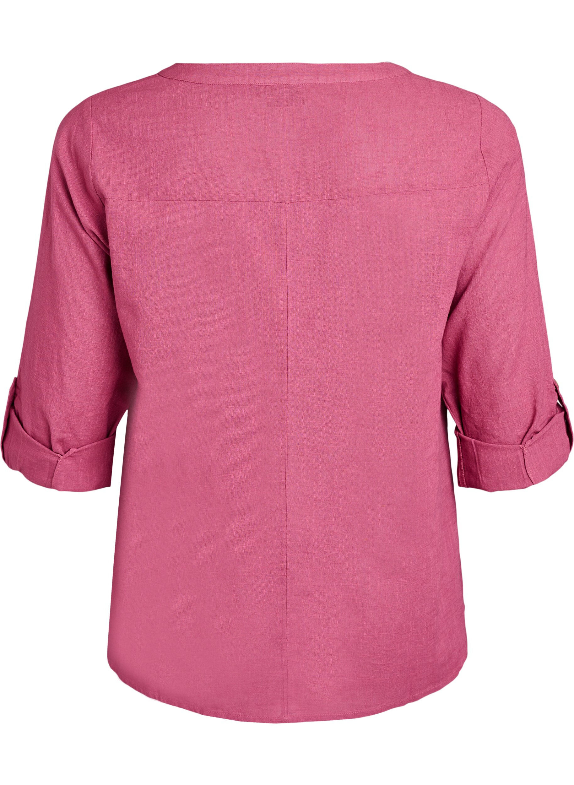 Zizzi Baumwollbluse mit V-Ausschnitt, Rot, Packshot image number 1