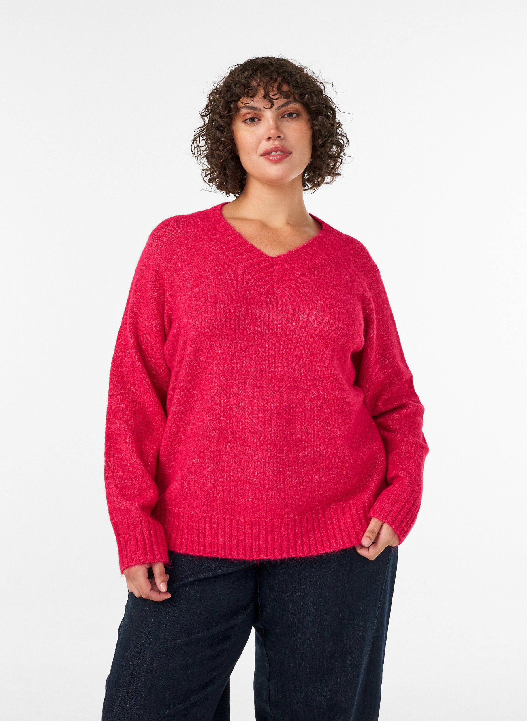 ZizziPullover mit V-Ausschnitt, Pink, Model image number 0