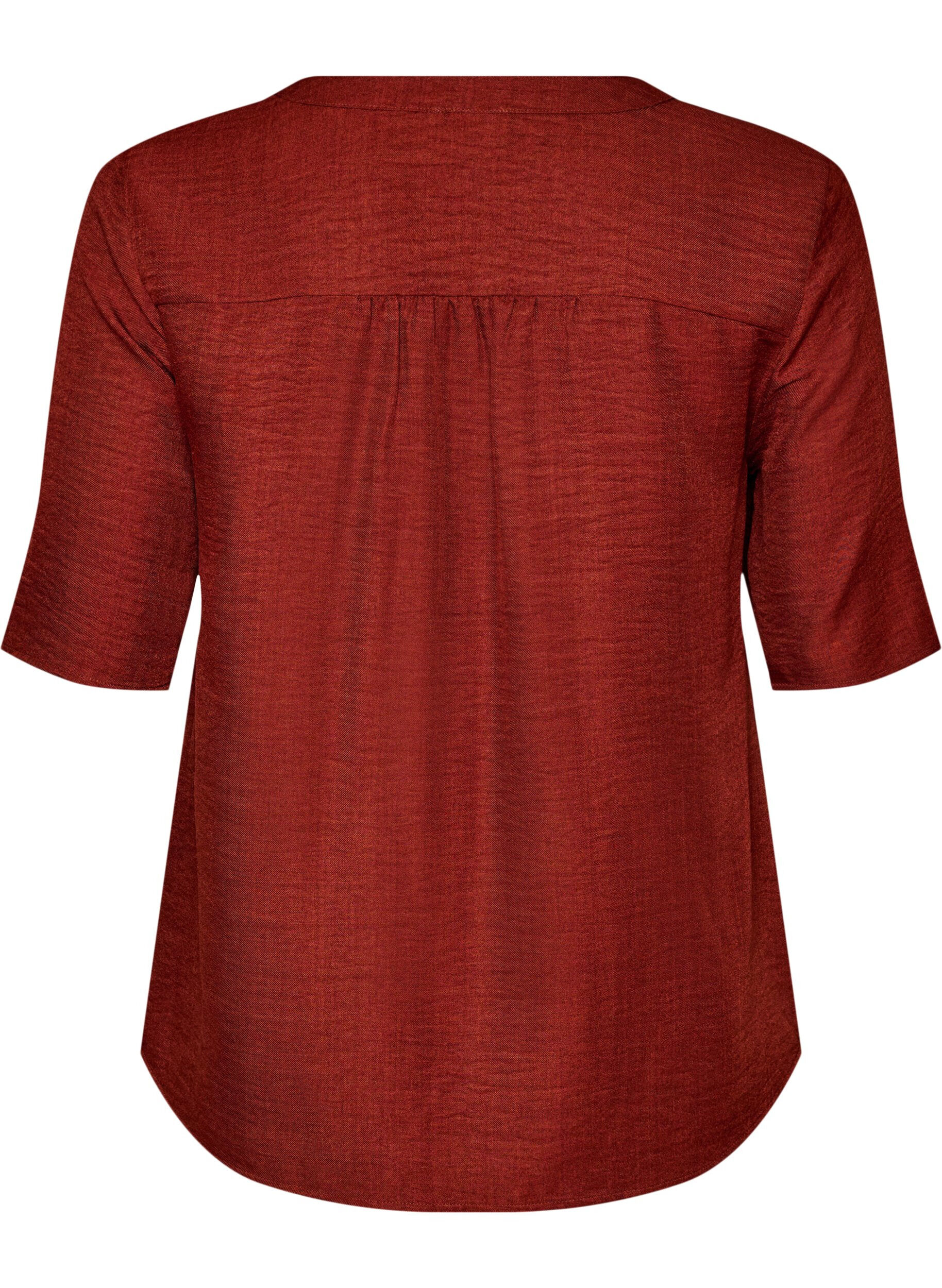 ZizziHemdbluse mit V-Ausschnitt und kurzen &Auml;rmeln, Rot, Packshot image number 1