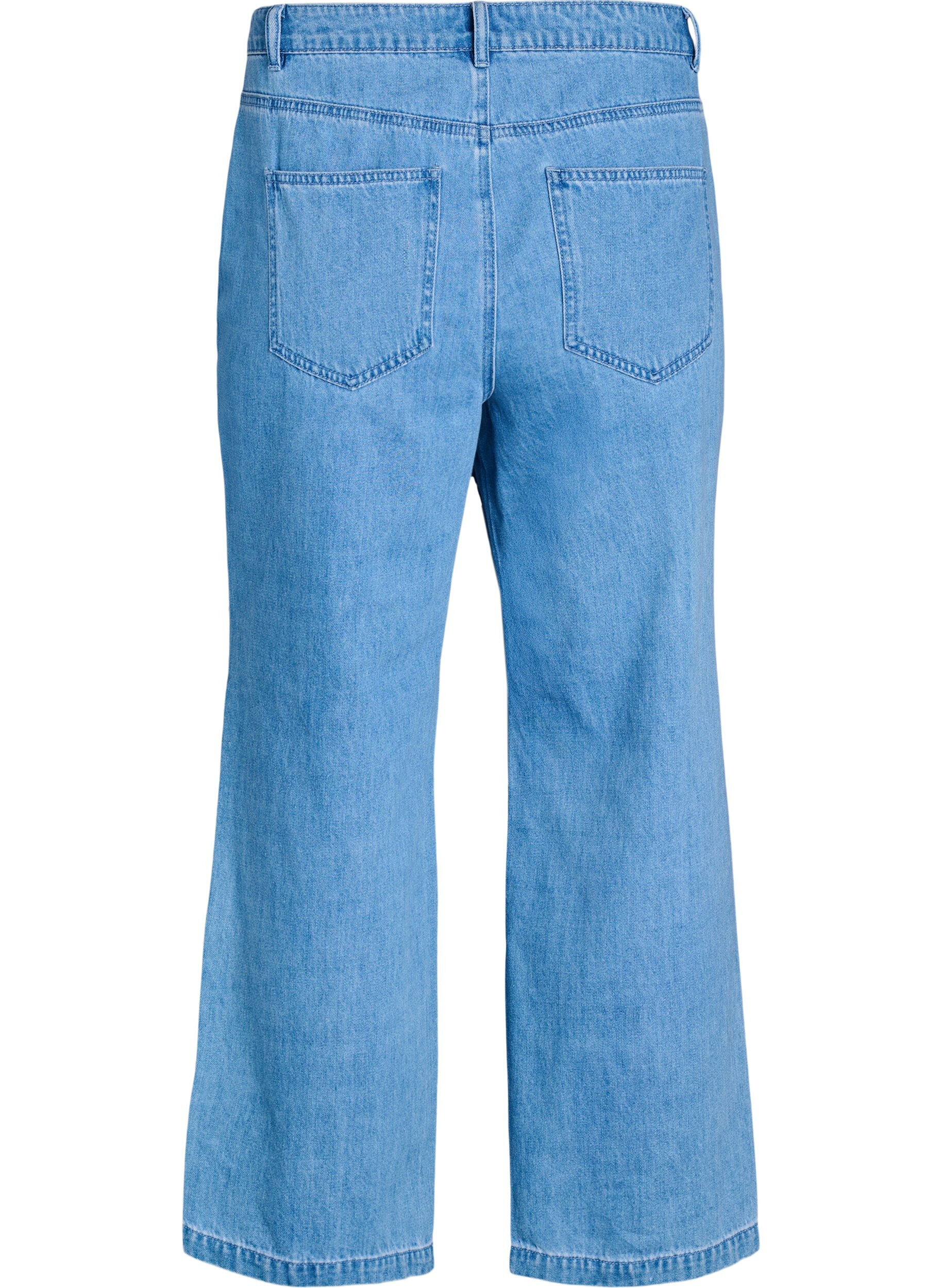 Zizzi Kiana Jeans mit Straight Fit und markanten N&auml;hten, Blau, Packshot image number 1