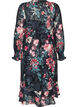 Gebl&uuml;mtes Midikleid mit Webstruktur und Bindeg&uuml;rtel, Schwarz, Packshot image number 1