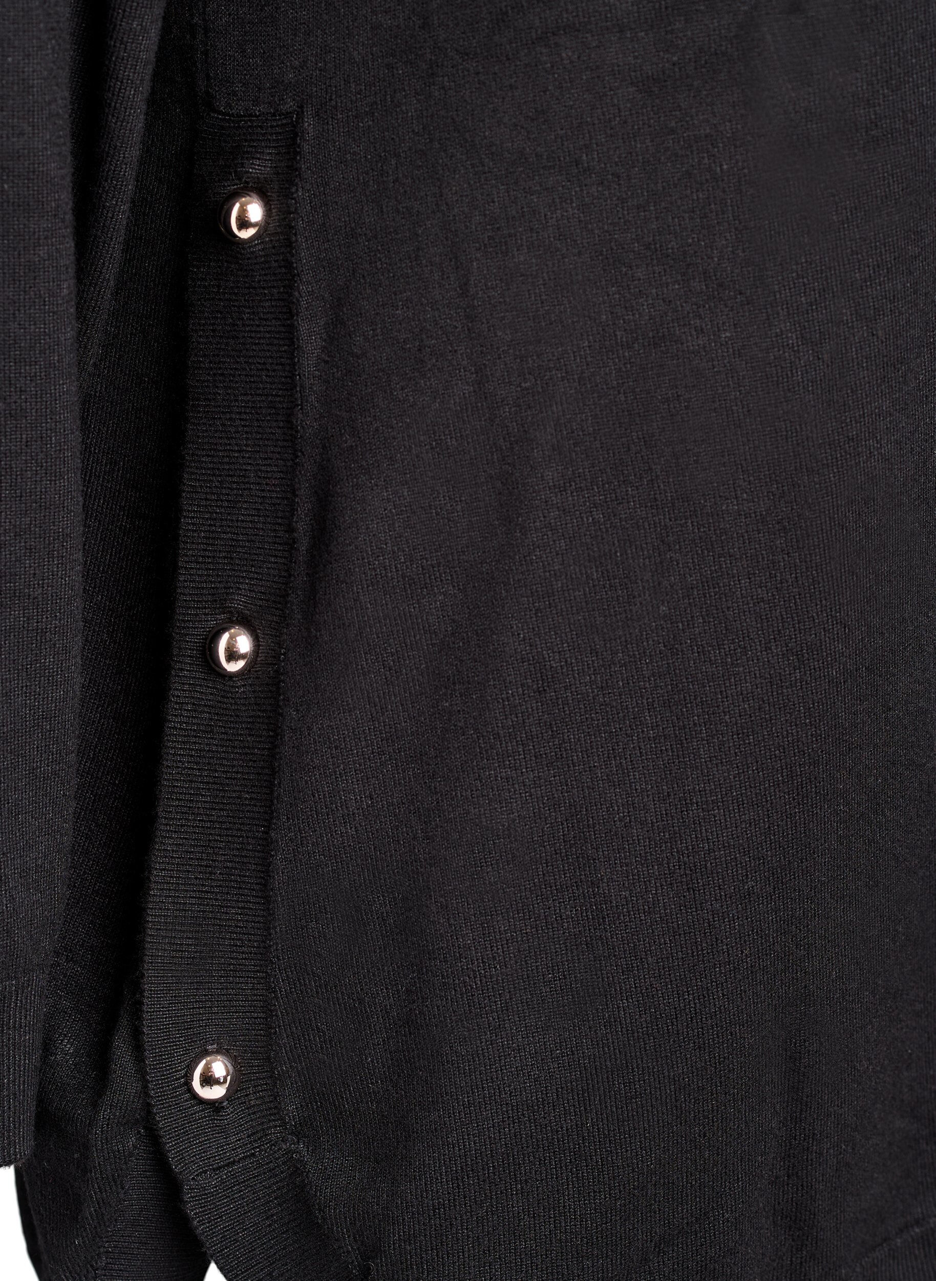 ZizziStrickbluse mit seitlichen Kn&ouml;pfen, Schwarz, Packshot image number 3