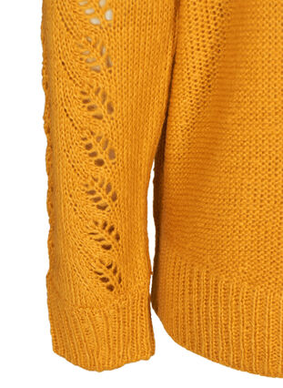Strickpullover mit femininem Muster, Mineral Yellow, Packshot image number 3