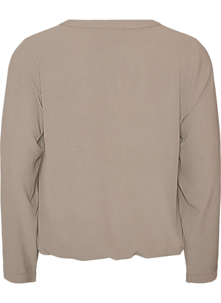 Bluse in Ballon-Silhouette mit V-Ausschnitt, Beige, Packshot image number 1