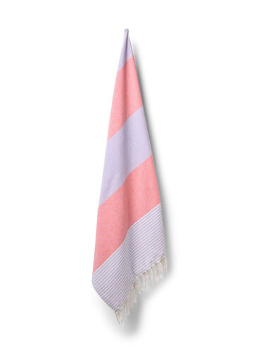 Gestreiftes Handtuch mit Fransen, Pastel Lilac Comb, Packshot image number 0