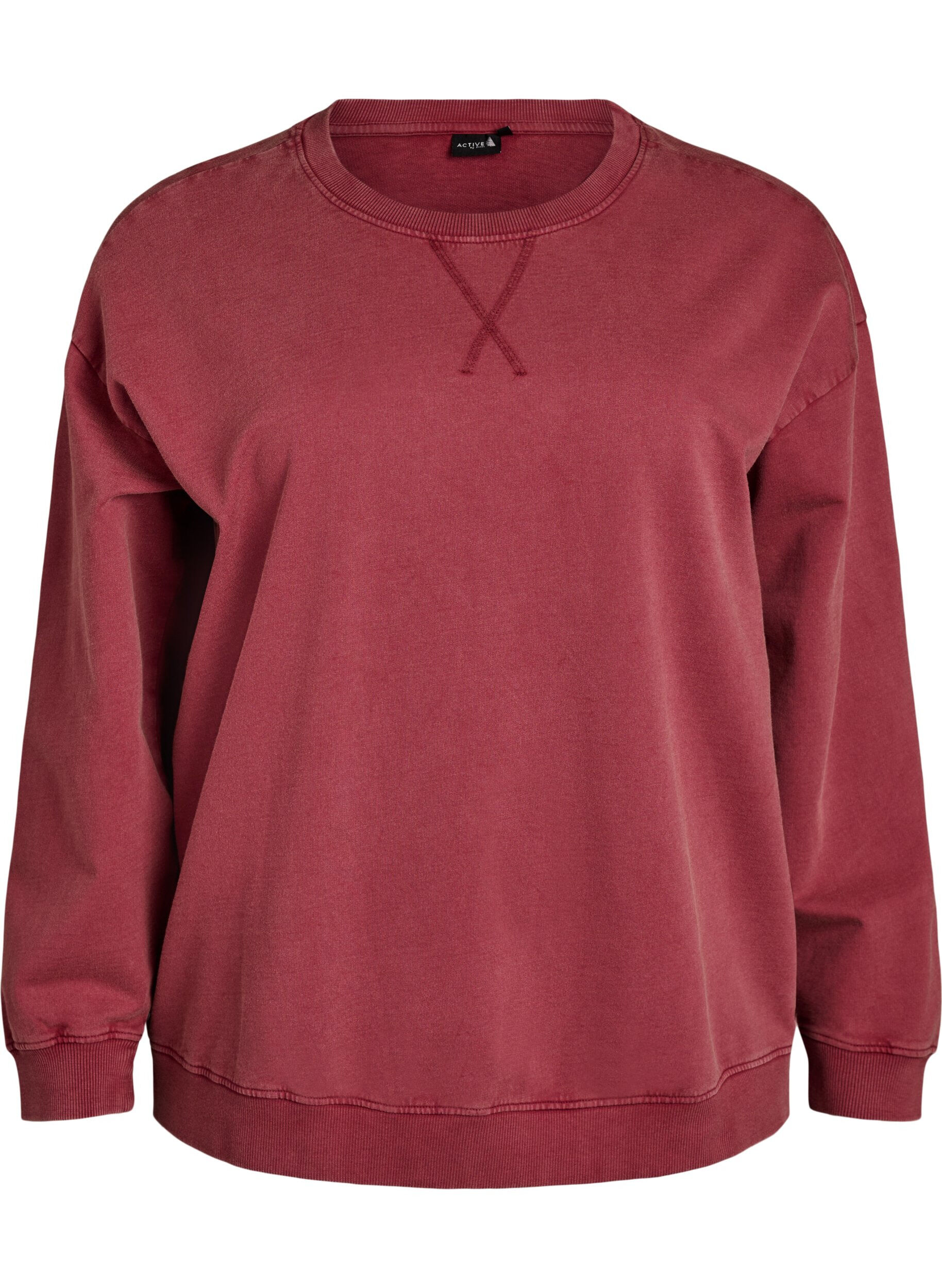 Zizzi Lockeres Sweatshirt im gewaschenen Look, Rot, Packshot image number 0