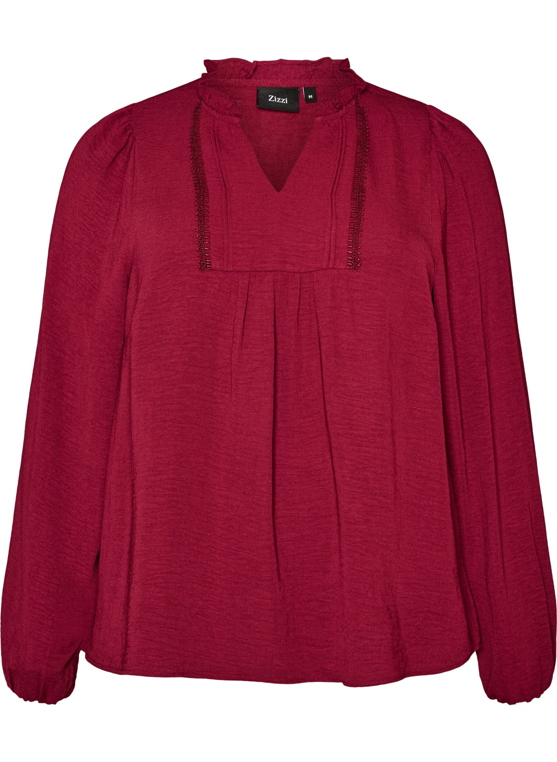 Bluse mit V-Ausschnitt und H&auml;kelband