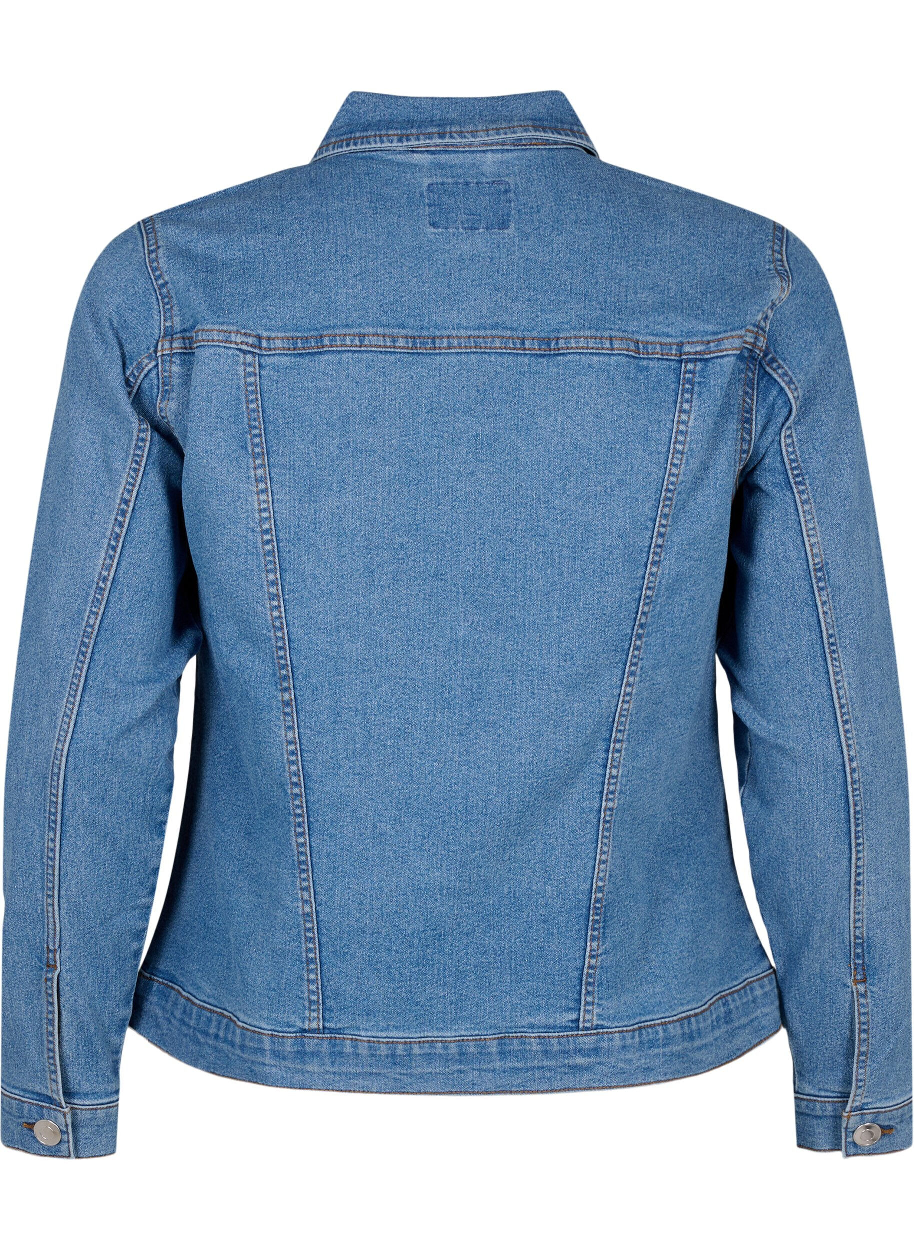 Zizzi Denim-Jacke aus elastischer Baumwollmischung, Blau, Packshot image number 1