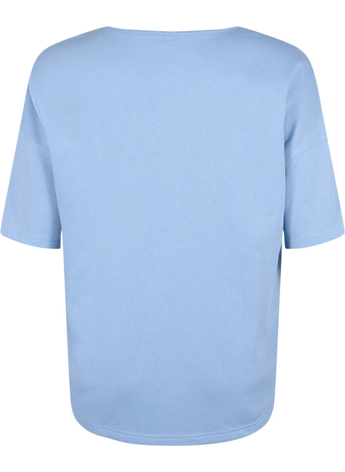 Bluse mit 1/2-Ärmeln, Faded Denim, Packshot image number 1