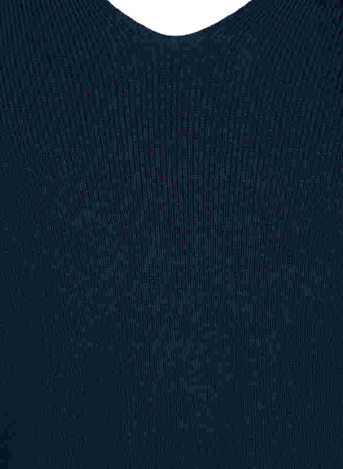 Strickbluse mit V-Ausschnitt und Ballonärmeln, Navy Blazer, Packshot image number 2