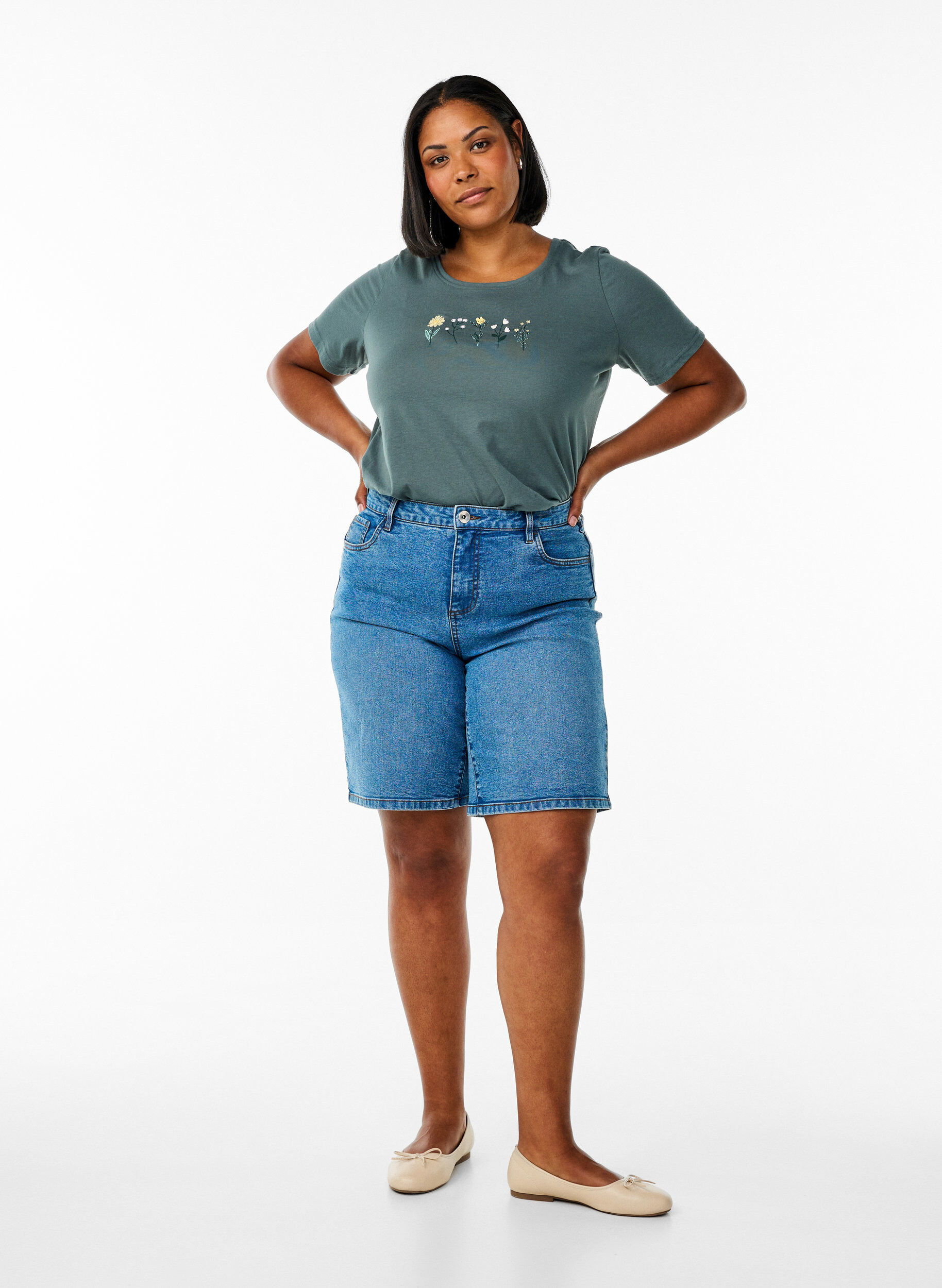 Zizzi FLASH - T-Shirt mit Print, Gr&uuml;n, Model image number 1