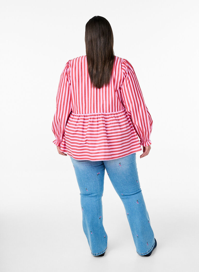 Bootcut Jeans mit gestickten Blumen, Blau, Model image number 1