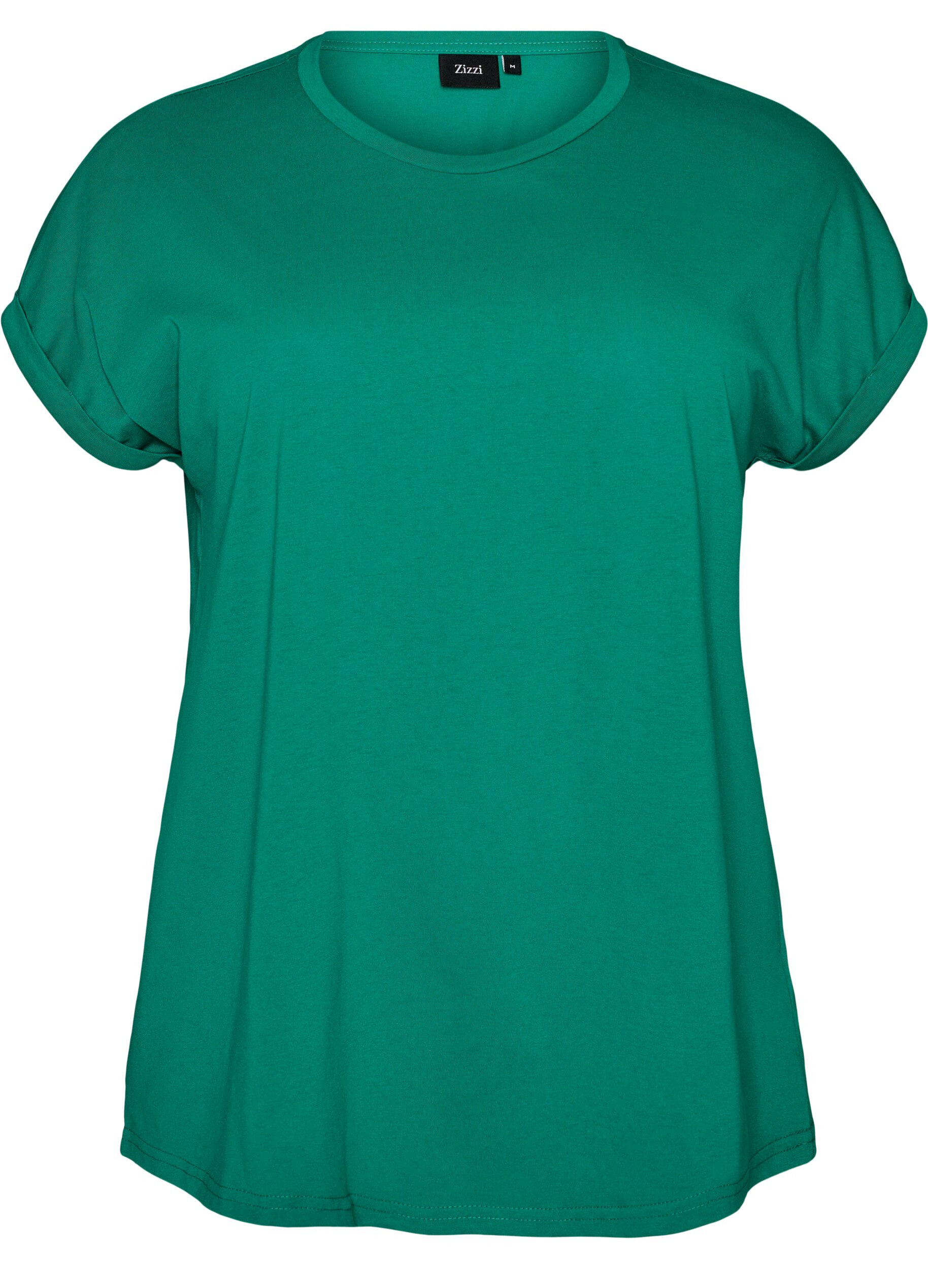 ZizziKurz&auml;rmeliges T-Shirt aus einer Baumwollmischung, Gr&uuml;n, Packshot image number 0