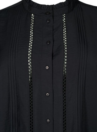  Hemdbluse aus Viskose mit gerüschtem Kragen, Black, Packshot image number 2