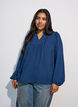 Bluse mit V-Ausschnitt und H&auml;kelband, Blau, Model image number 0