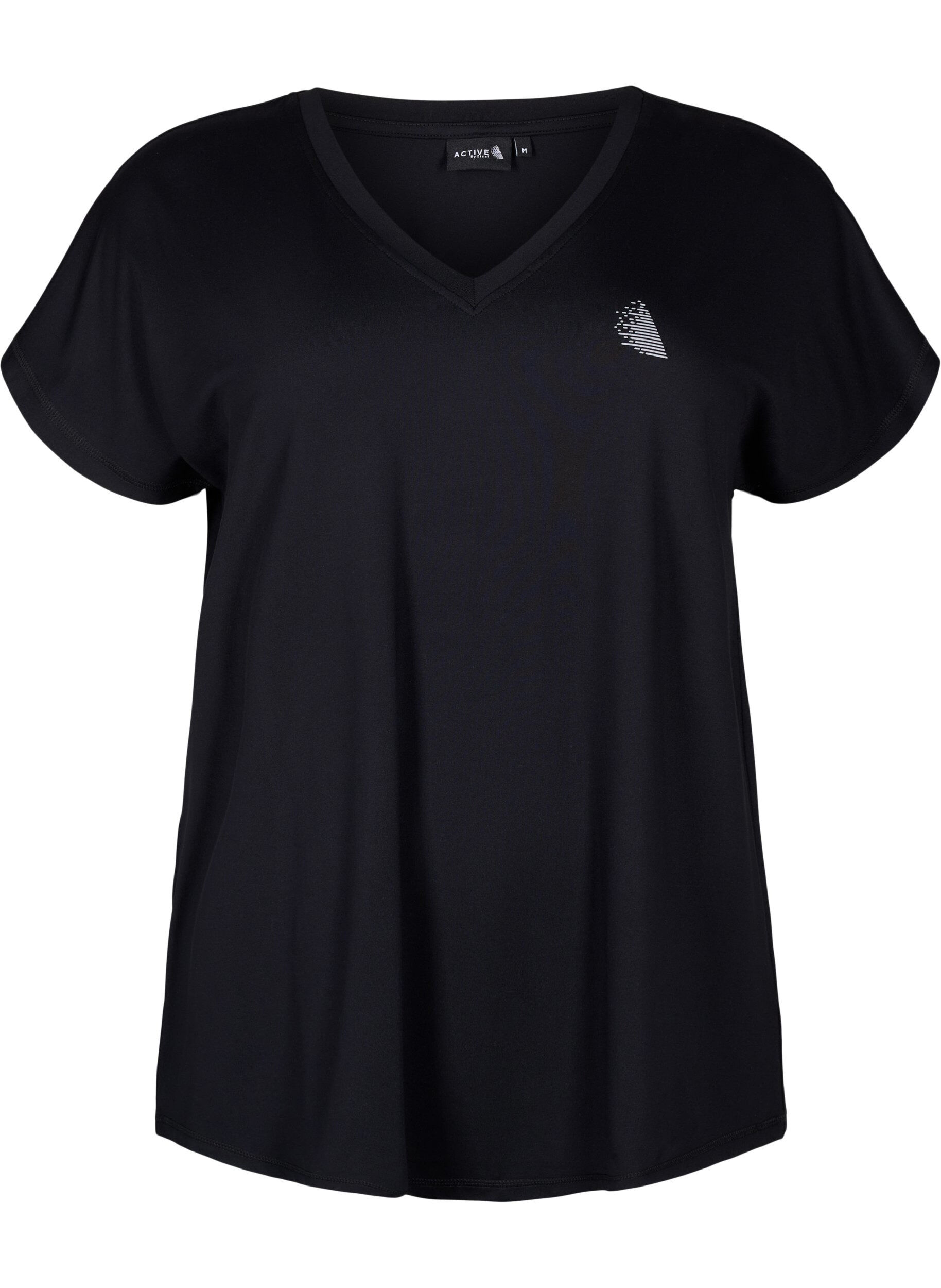 Zizzi Lockeres Trainings-T-Shirt mit V-Ausschnitt, Black, Packshot image number 0