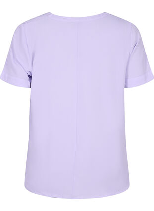 Kurzärmelige Bluse mit V-Ausschnitt, Lavender, Packshot image number 1