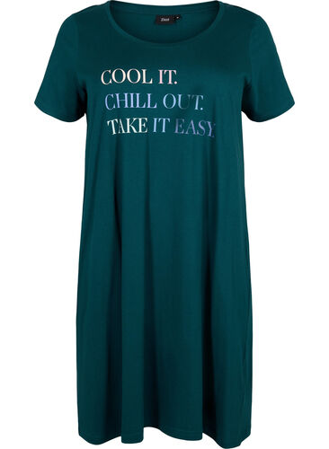 Kurzärmeliges Nachthemd aus Baumwolle, Deep Teal w. Cool It, Packshot image number 0