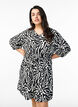 Kleid mit 3/4-Ärmeln und Zebraprint, Schwarz, Model image number 0