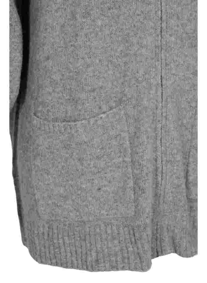 Langer Strick-Cardigan mit Reißverschluss und Taschen, Medium Grey Melange, Packshot image number 3