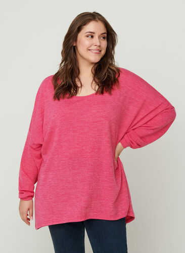 Bluse mit langen Ärmeln, Fandango Pink ASS, Model image number 0