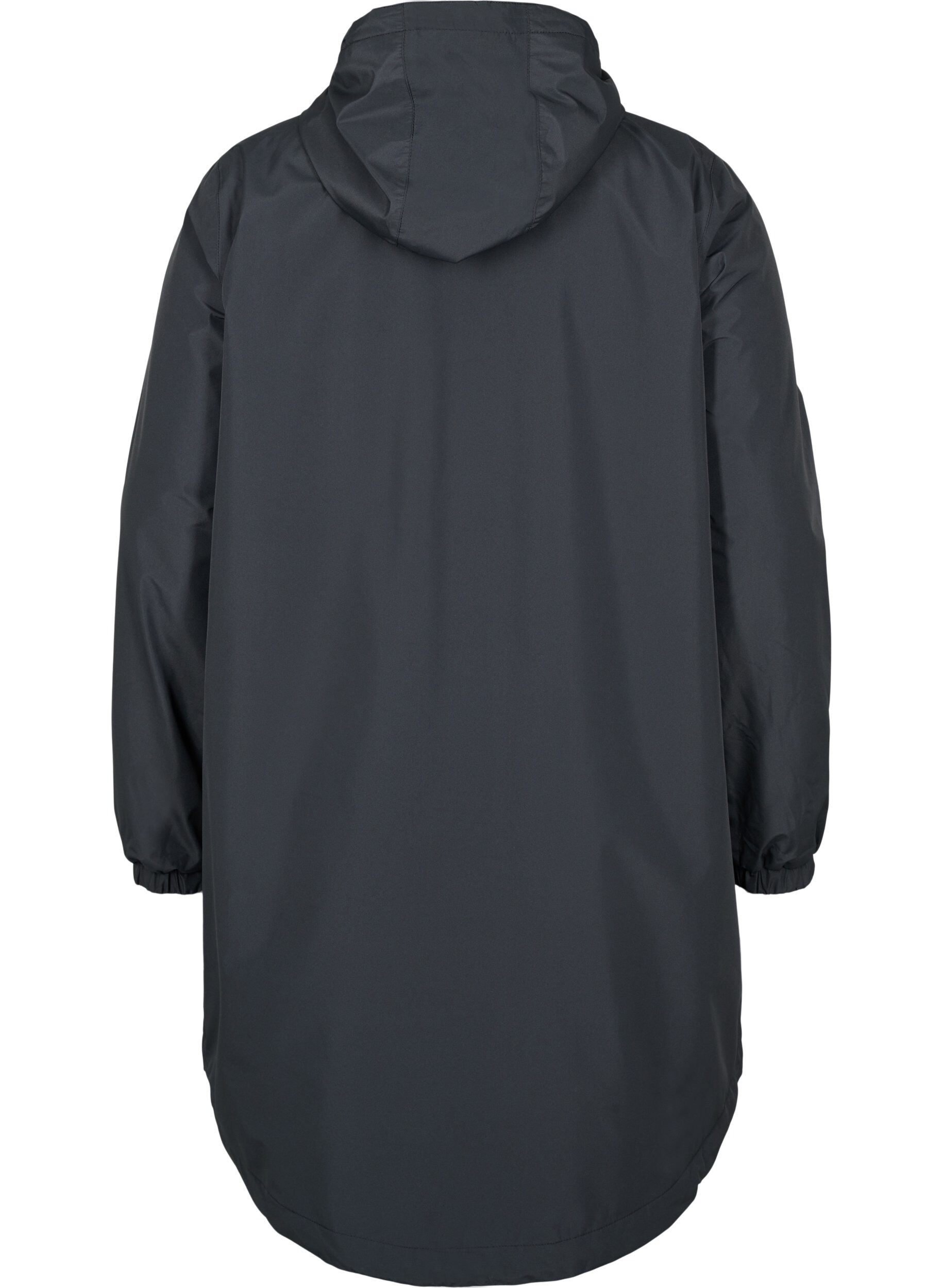 Zizzi Regenjacke mit Kapuze und Reflektoren-Piping, Black, Packshot image number 1