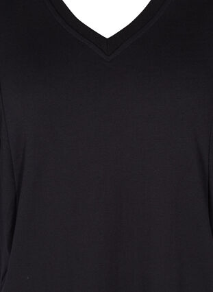 Kleid mit V-Ausschnitt und 3/4-Ärmeln, Black, Packshot image number 2