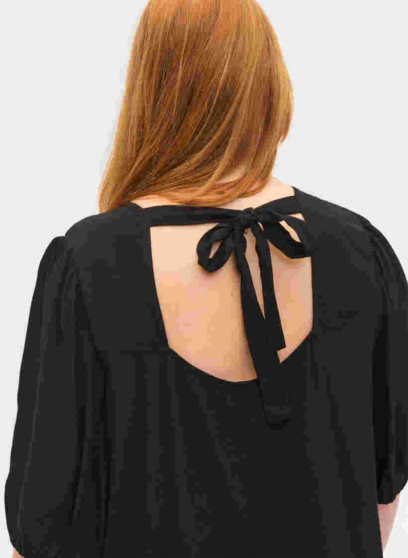 Viskosekleid mit Rückendetail, Black, Model image number 2