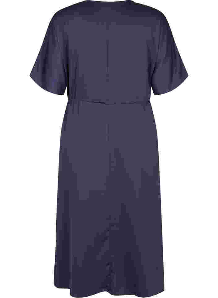 Kurzarm Midi-Kleid mit justierbarer Taille, Evening Blue, Packshot image number 1
