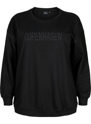 Sweatshirt mit besticktem Text, Black Copenhagen , Packshot image number 0
