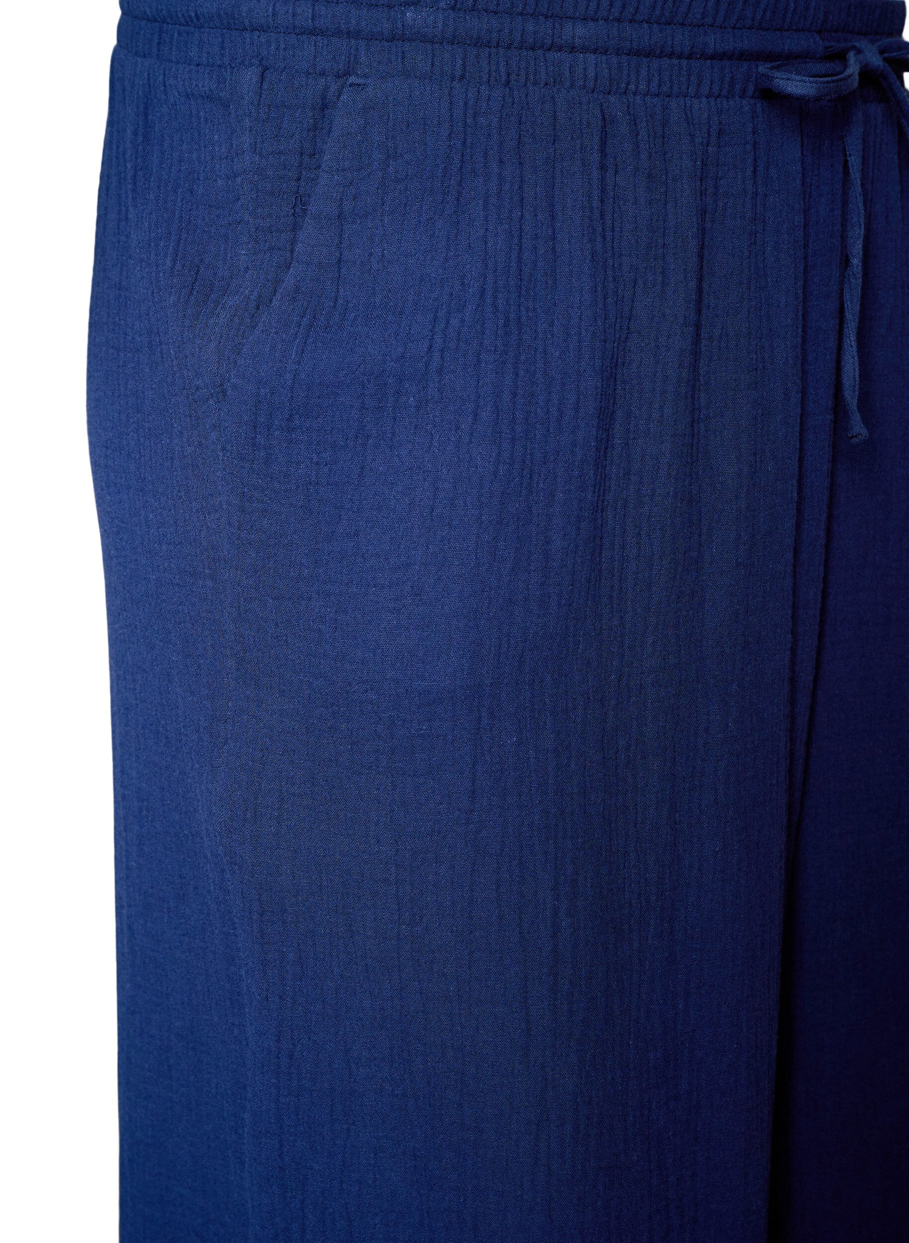 ZizziCulotte-Hose aus Baumwollmusselin mit hohem Bund, Blau, Packshot image number 2