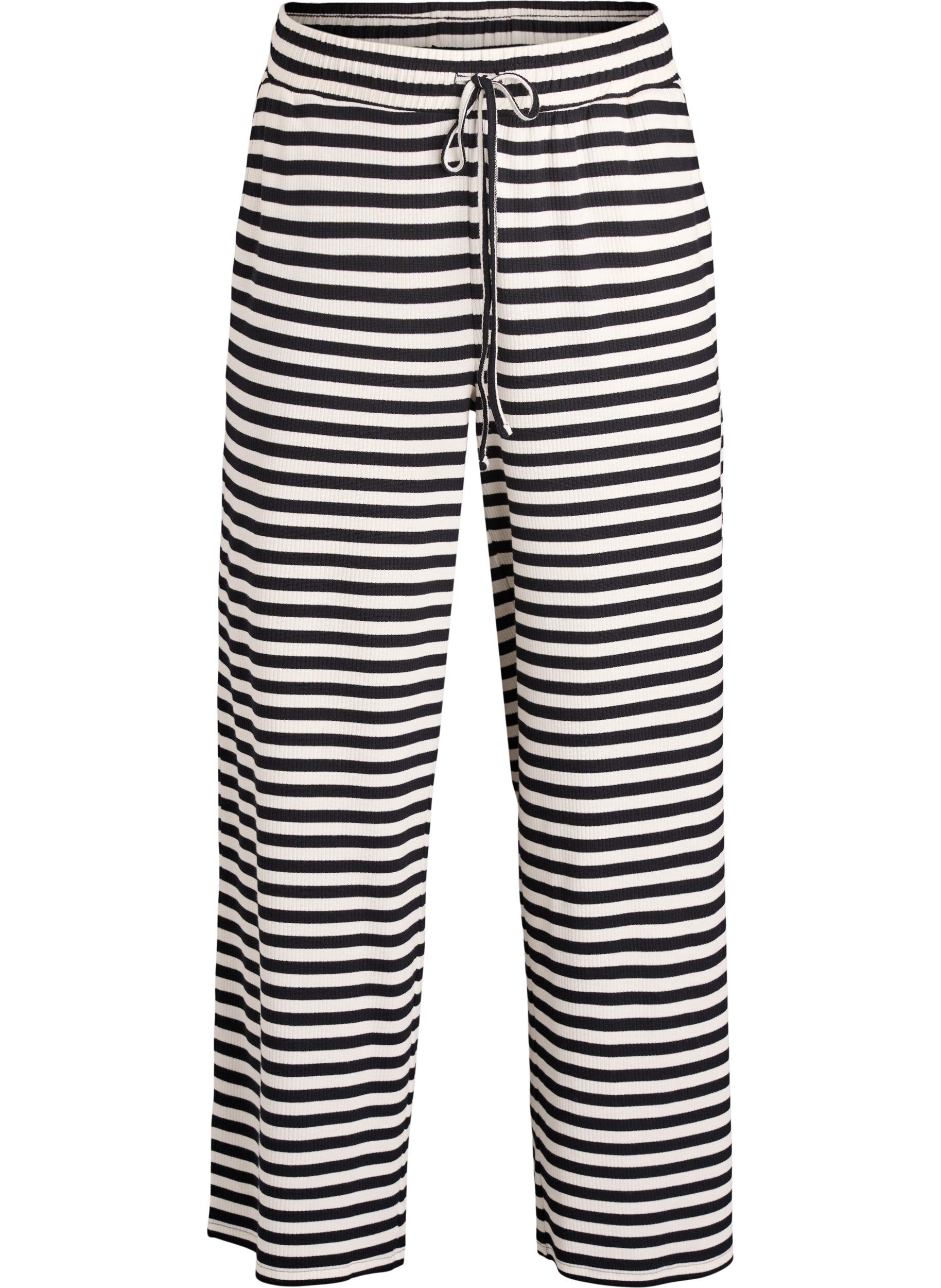Gestreifte Schlafanzughose mit hoher Taille und weiten Beinen