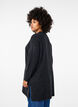 Lange Strickbluse mit langen Ärmeln, Dark Grey Melange, Model image number 1