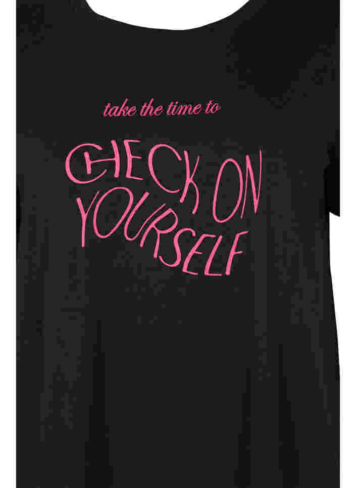 Baumwoll-T-Shirt mit Aufdruck und kurzen Ärmeln, Black Take The Time, Packshot image number 2