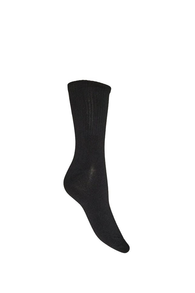 Gerippte Socke aus Baumwolle, Schwarz, Packshot image number 1