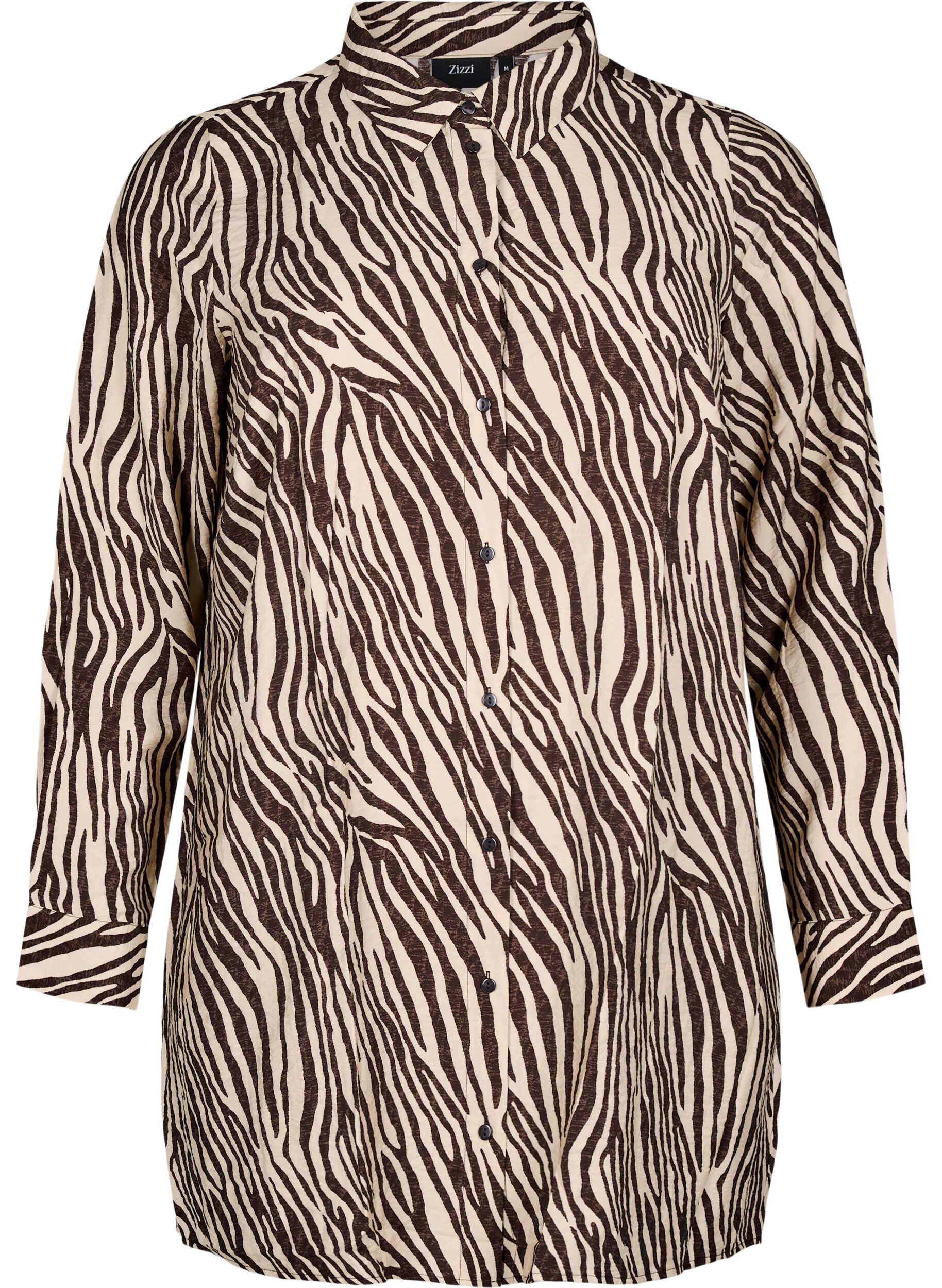 Zizzi Lange Bluse mit Zebraprint, Braun, Packshot image number 0