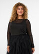Transparente Bluse aus Mesh mit Strasssteinen, Schwarz, Model image number 0