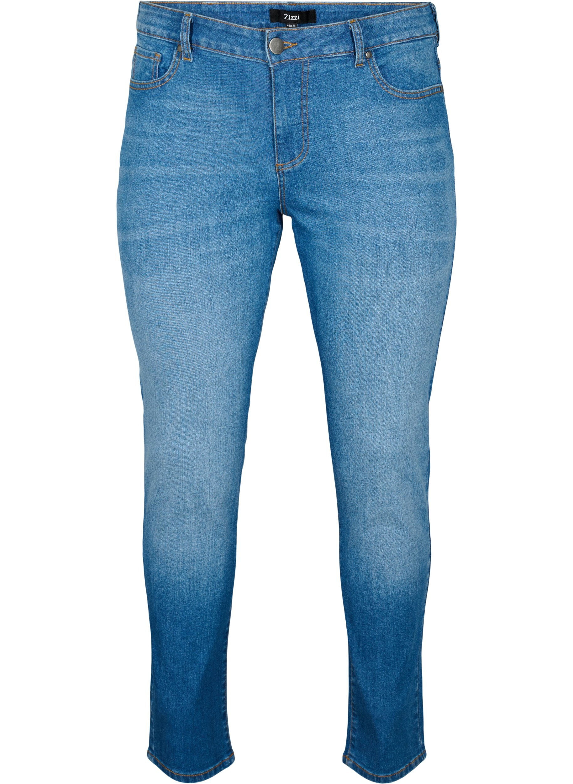 Zizzi Emily Jeans mit regul&auml;rer Taille und schlankem Schnitt, Blue denim, Packshot image number 0
