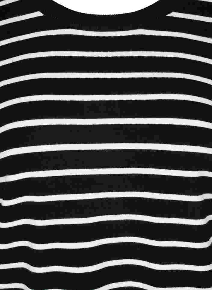 Gestrickte Viskosebluse mit langen Ärmeln, Black W/Stripes, Packshot image number 2