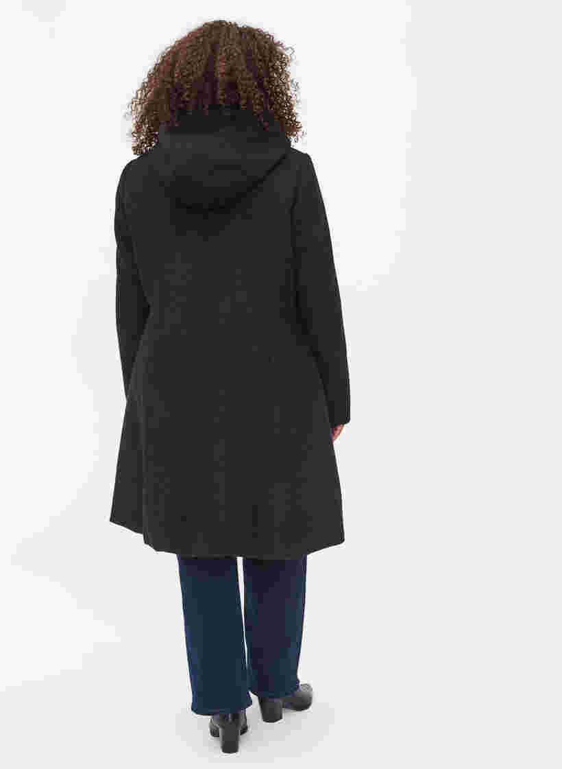 Mantel mit Kapuze in A-Form, Black, Model image number 1