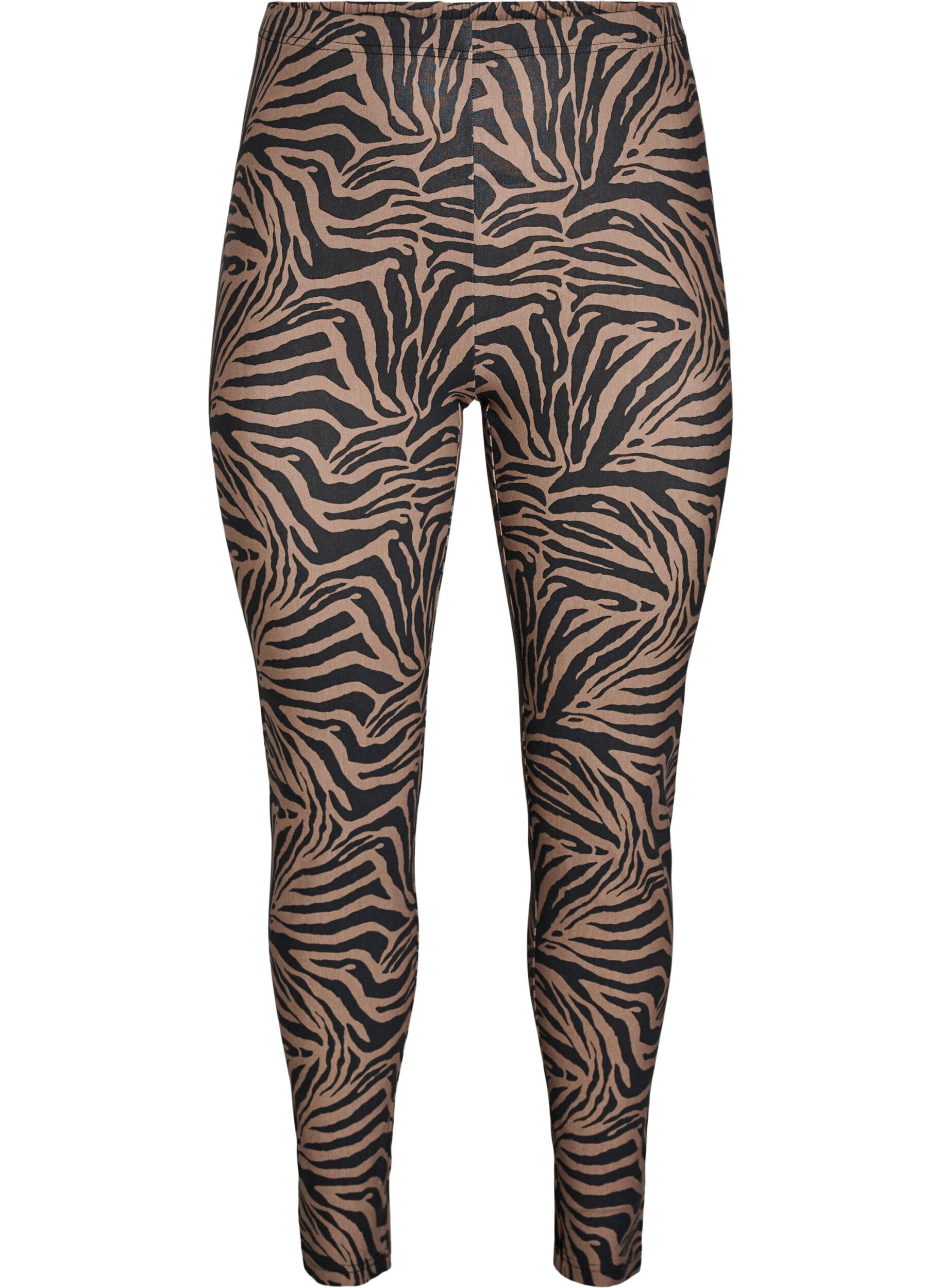 Zizzi Leggings aus Viskose mit Zebraprint, Braun, Packshot image number 0