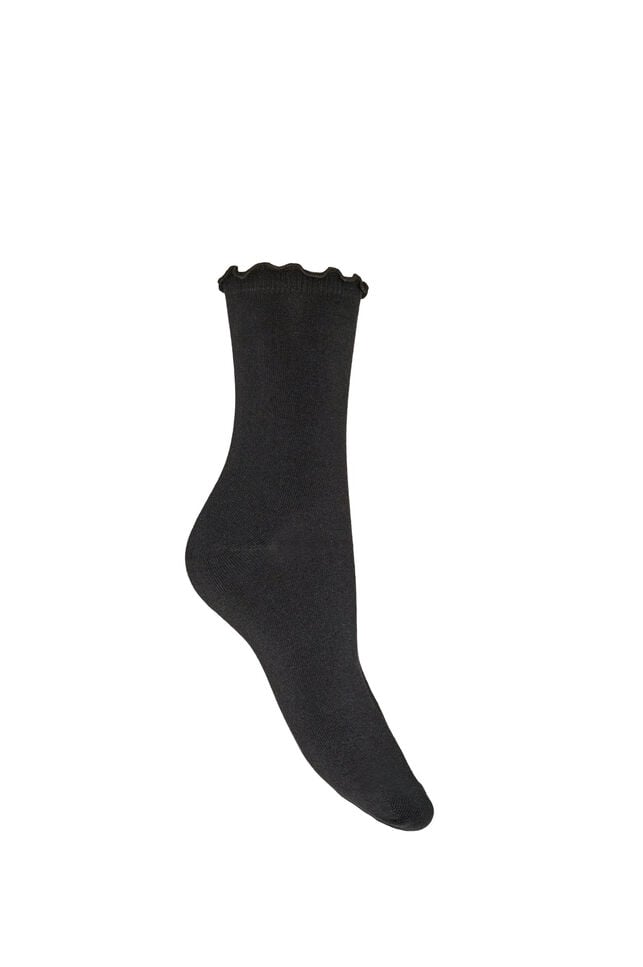 Socken aus Baumwolle mit gewelltem Saum, Schwarz, Packshot image number 1