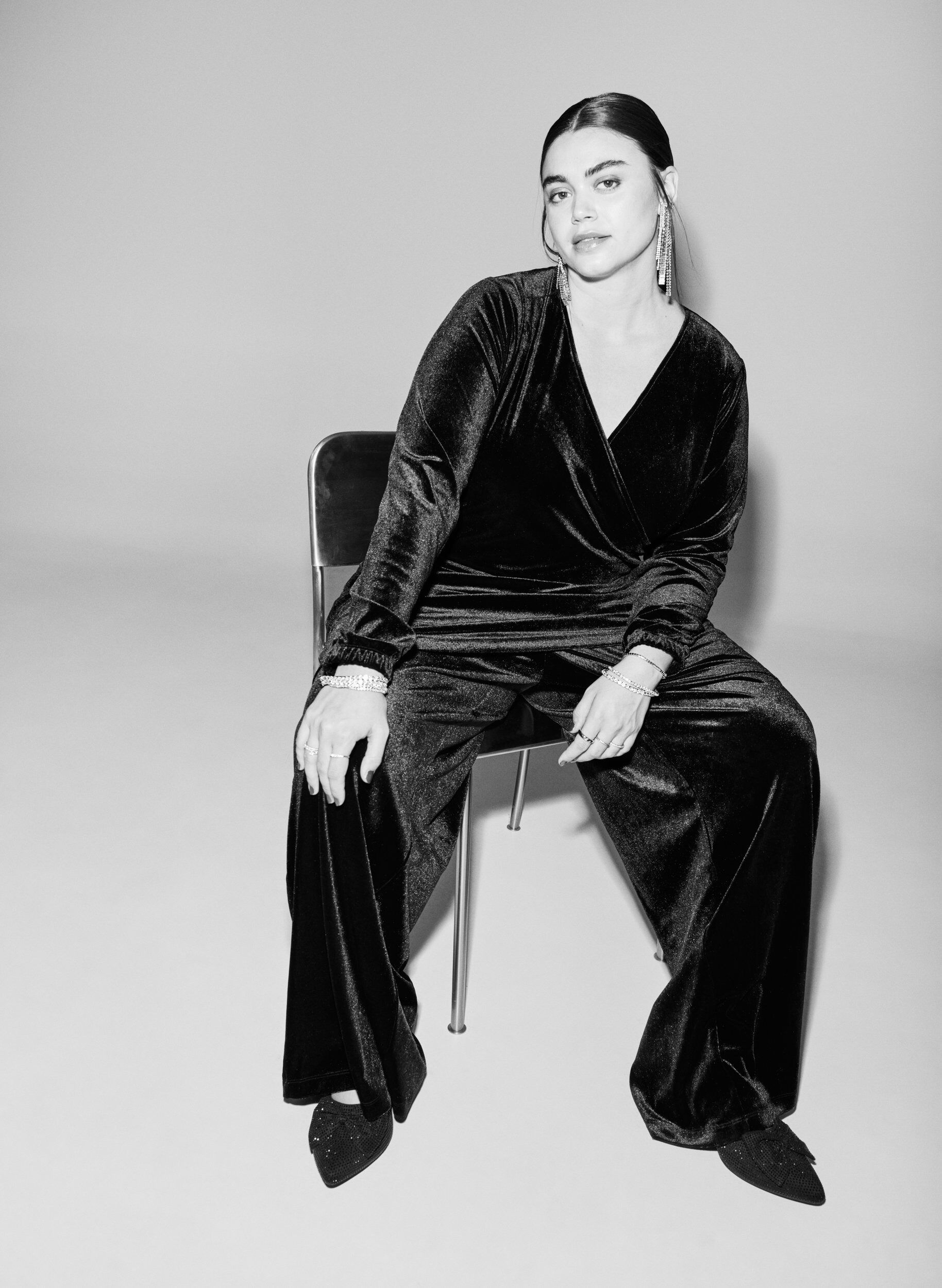 Zizzi Hose aus Velours mit hoher Taille und weitem Bein, Schwarz, Image image number 0