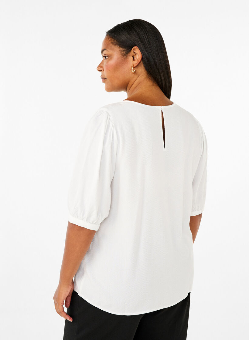  Viskosebluse mit 1/2 Ärmeln, Bright White, Model image number 1