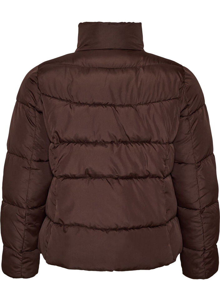 Kurze Pufferjacke mit hohem Kragen, Braun, Packshot image number 1