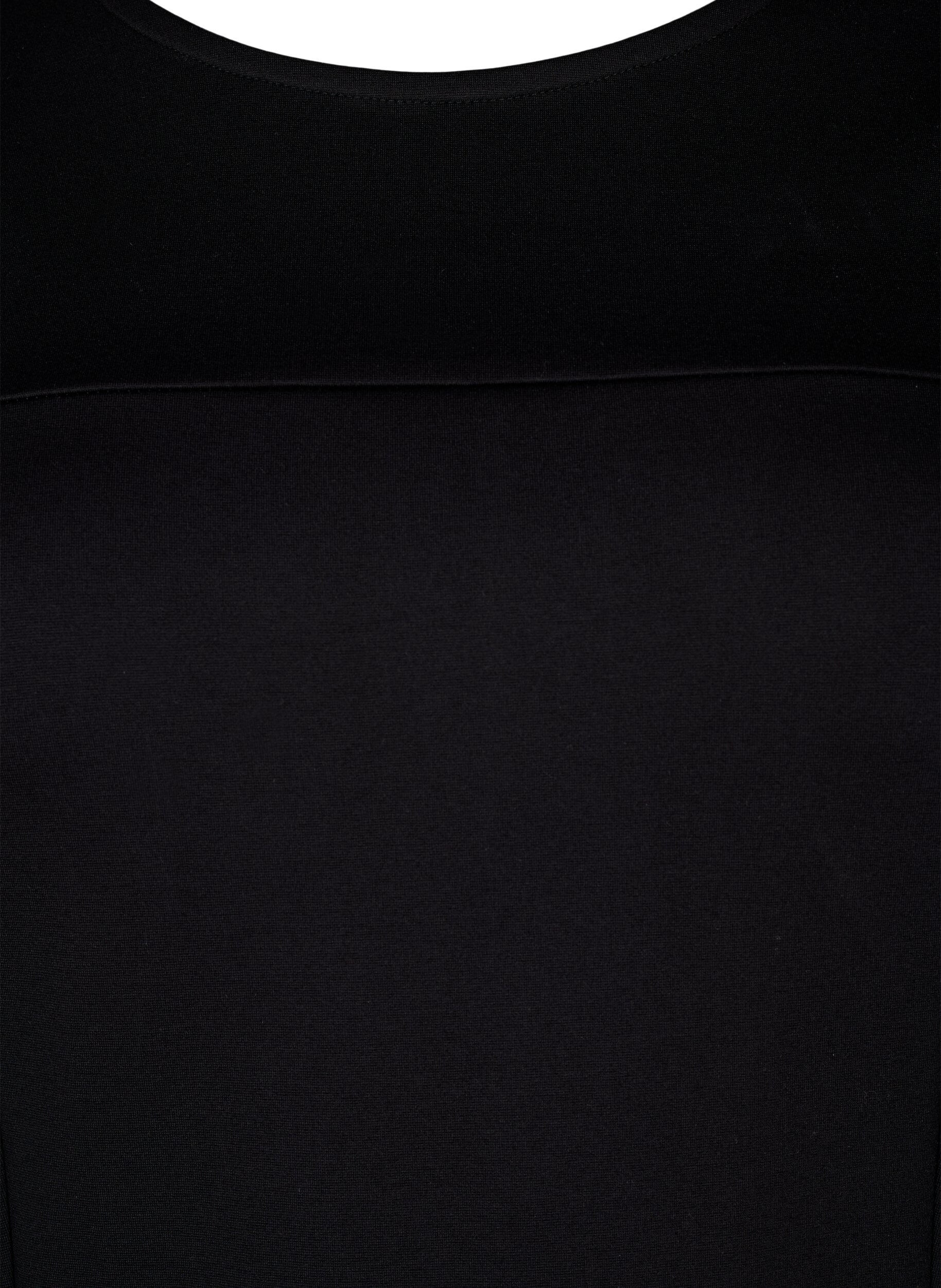 Zizzi A-f&ouml;rmiges Kleid mit 3/4-&Auml;rmeln, Schwarz, Packshot image number 2