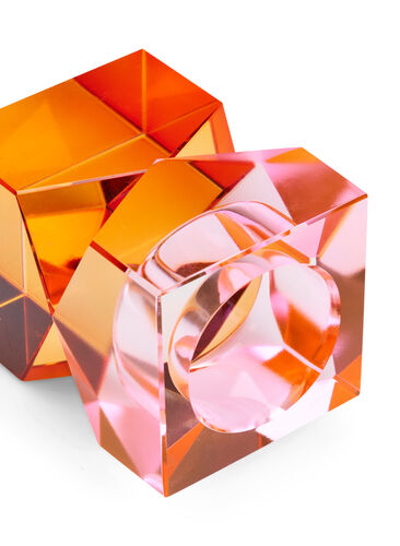 Kerzenständer aus Kristallglas, Pink/Amber, Packshot image number 1