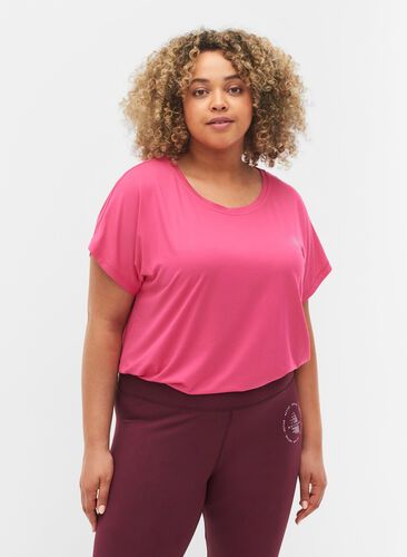 Einfarbiges Trainings-T-Shirt, Fuchsia Purple, Model image number 0